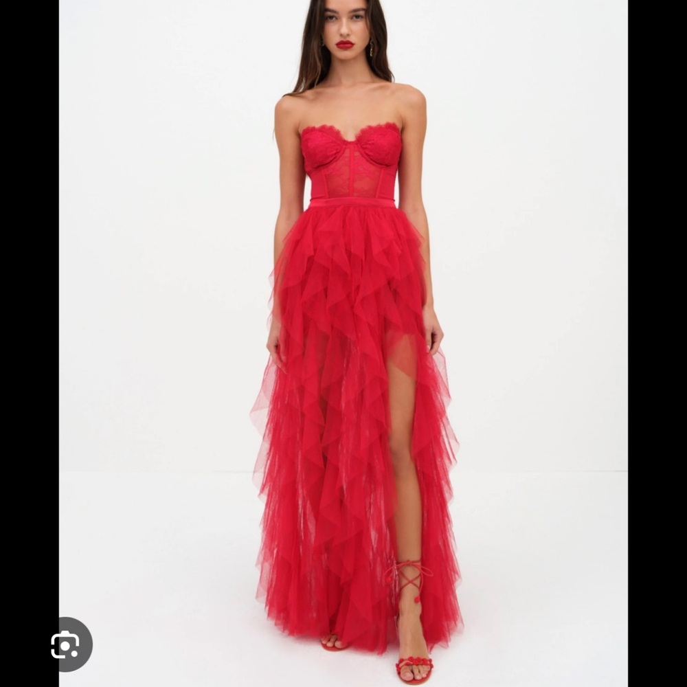 For Love And Lemons Scarlet Strapless Gown